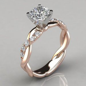 ladies size 5 rose gold plated and diamond ring
